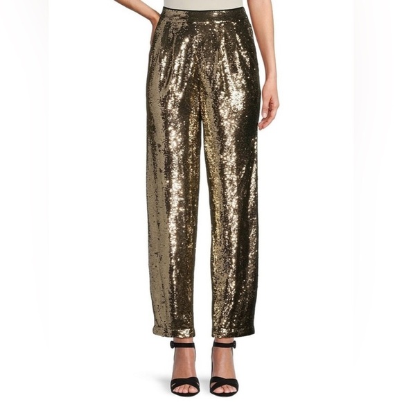 ANTONIO MELANI Pants - NWT *flawed Antonio Melani Geri Sequin Satin Flat Front Ankle Pant Size 6